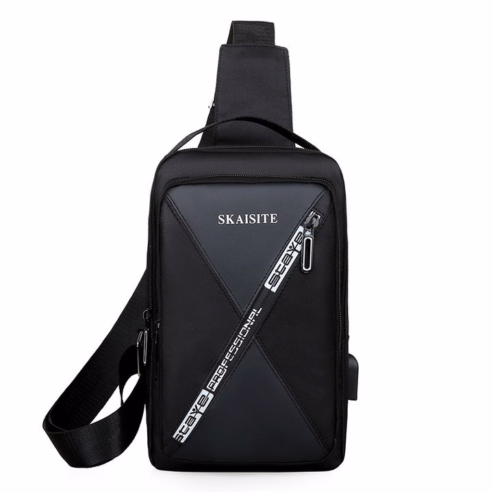 Túi Đeo Chéo, Đeo Ngực Nam Nữ Vải Canvas Chống Nước, Chống Trộm Tích Hợp Cổng Sạc Pp610 - Pipi Store - Ảnh 3