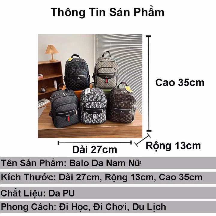 Balo Da Nam Nữ Đi Học Thời Trang Cao Cấp Đeo Vai Phong Cách Unisex Pp611 - Pipi Store - Ảnh 11