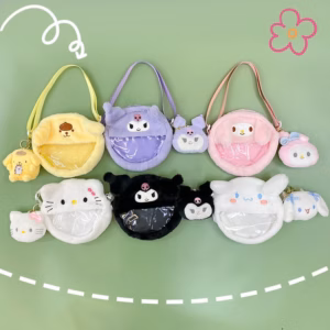 Túi Đeo Chéo Hoạt Hình Sanrio Hình Tròn T02 Kèm Móc Khóa Siêu Đáng Yêu - Dmastore