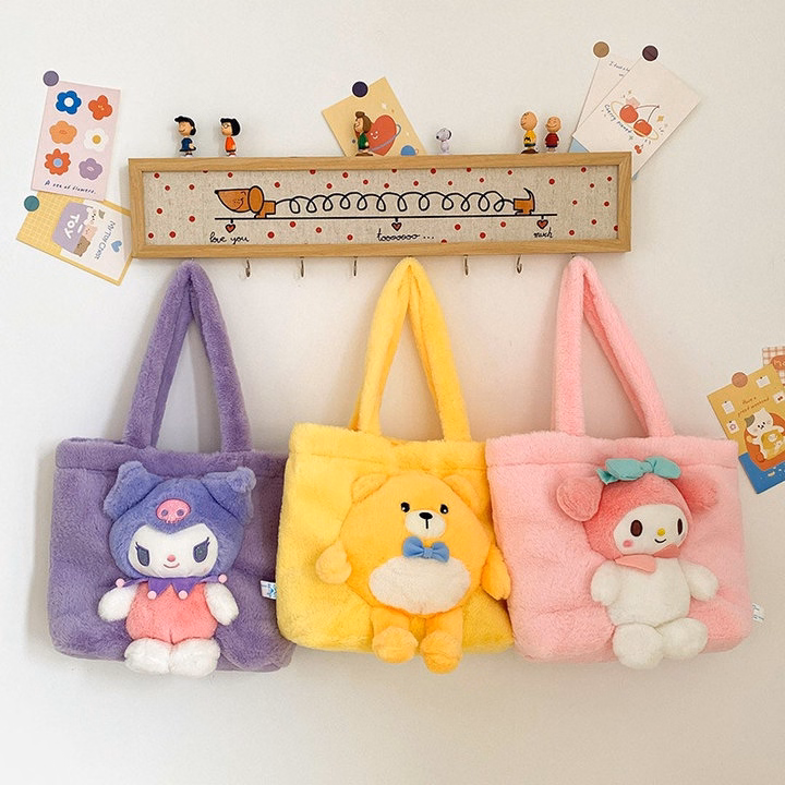 Túi Tote Đính Gấu Hoạt Hình Sanrio, Hình Trứng Phong Cách Hàn Quốc Dễ Thương - Dmastore