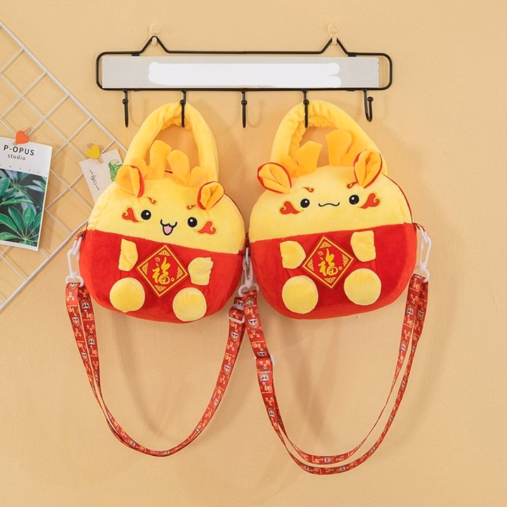 Túi Xách, Túi Đeo Chéo Nhồi Bông Hoạt Hình Linh Vật Rồng Mừng Năm Mới May Mắn Dễ Thương - Dmastore - Ảnh 3