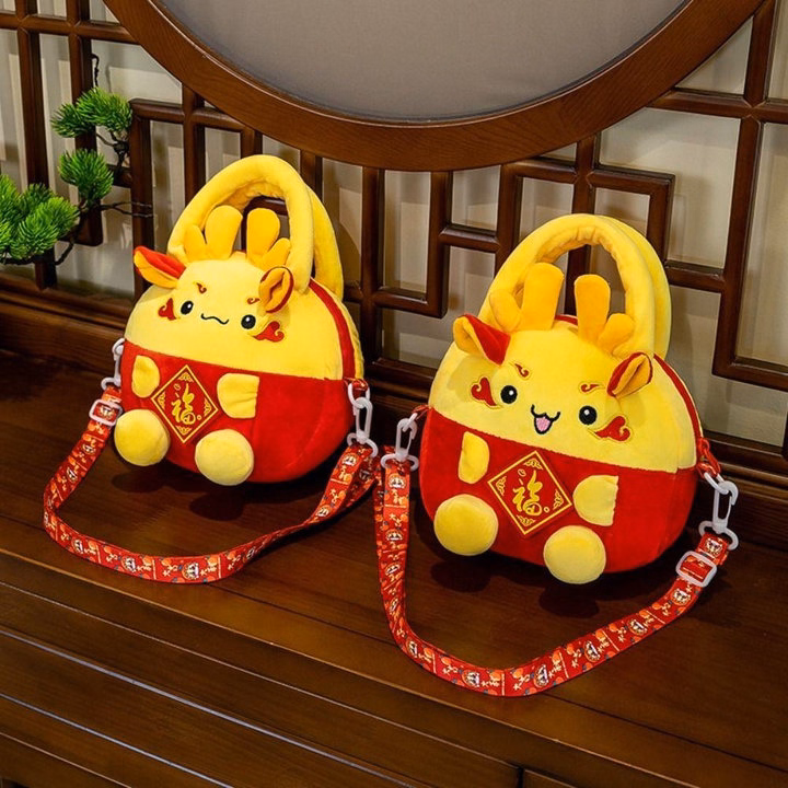 Túi Xách, Túi Đeo Chéo Nhồi Bông Hoạt Hình Linh Vật Rồng Mừng Năm Mới May Mắn Dễ Thương - Dmastore - Ảnh 7
