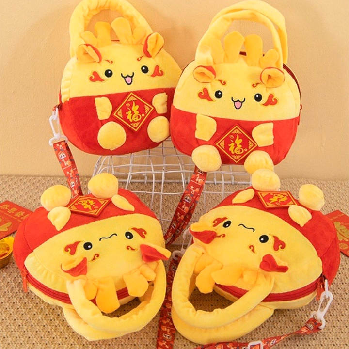 Túi Xách, Túi Đeo Chéo Nhồi Bông Hoạt Hình Linh Vật Rồng Mừng Năm Mới May Mắn Dễ Thương - Dmastore - Ảnh 10