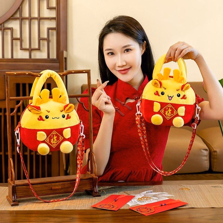 Túi Xách, Túi Đeo Chéo Nhồi Bông Hoạt Hình Linh Vật Rồng Mừng Năm Mới May Mắn Dễ Thương - Dmastore - Ảnh 12