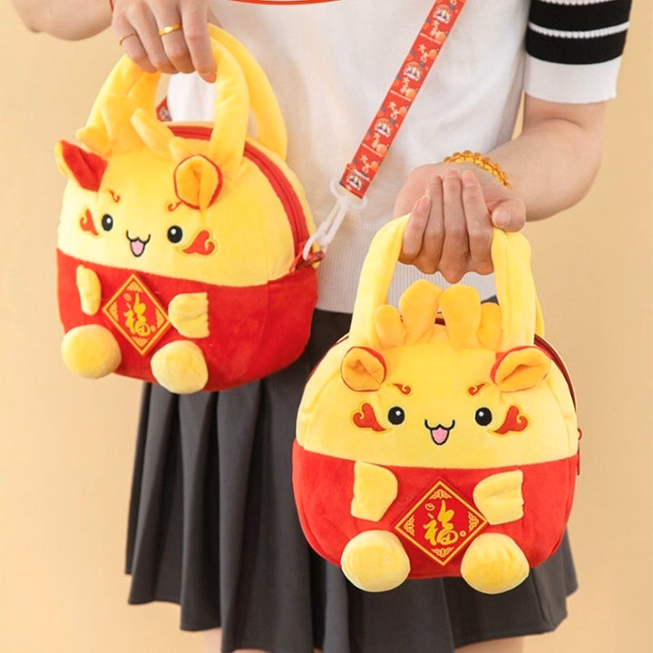 Túi Xách, Túi Đeo Chéo Nhồi Bông Hoạt Hình Linh Vật Rồng Mừng Năm Mới May Mắn Dễ Thương - Dmastore - Ảnh 14