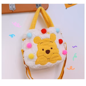Túi Đeo Chéo Có Quai Xách Gấu Pooh Đính Hạt Bông Màu Sắc Phong Cách Dễ Thương-Dmastore