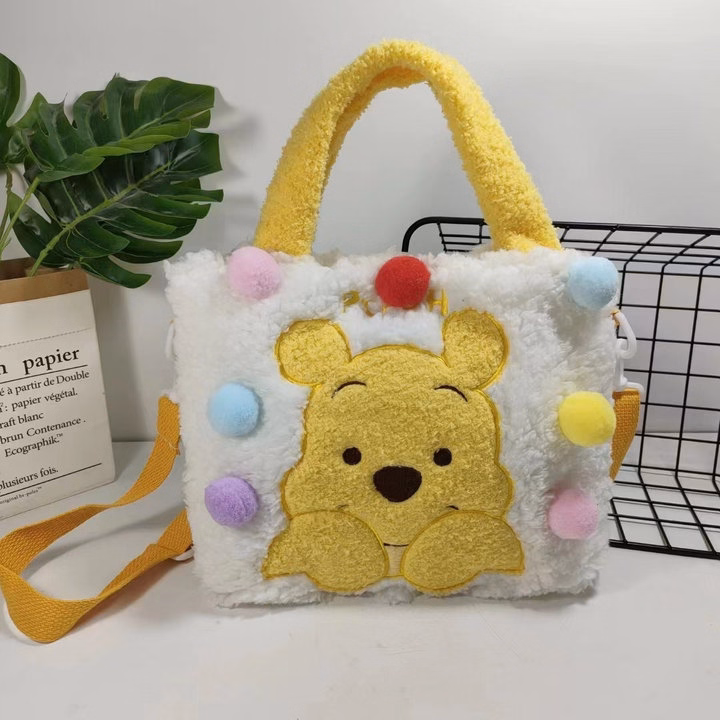 Túi Đeo Chéo Có Quai Xách Gấu Pooh Đính Hạt Bông Màu Sắc Phong Cách Dễ Thương-Dmastore - Ảnh 6