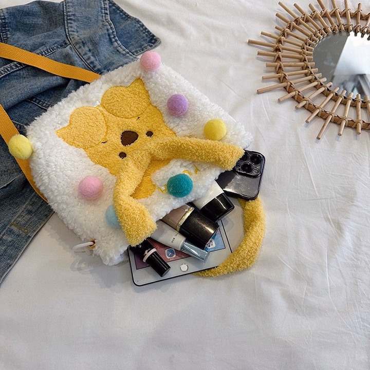 Túi Đeo Chéo Có Quai Xách Gấu Pooh Đính Hạt Bông Màu Sắc Phong Cách Dễ Thương-Dmastore - Ảnh 5