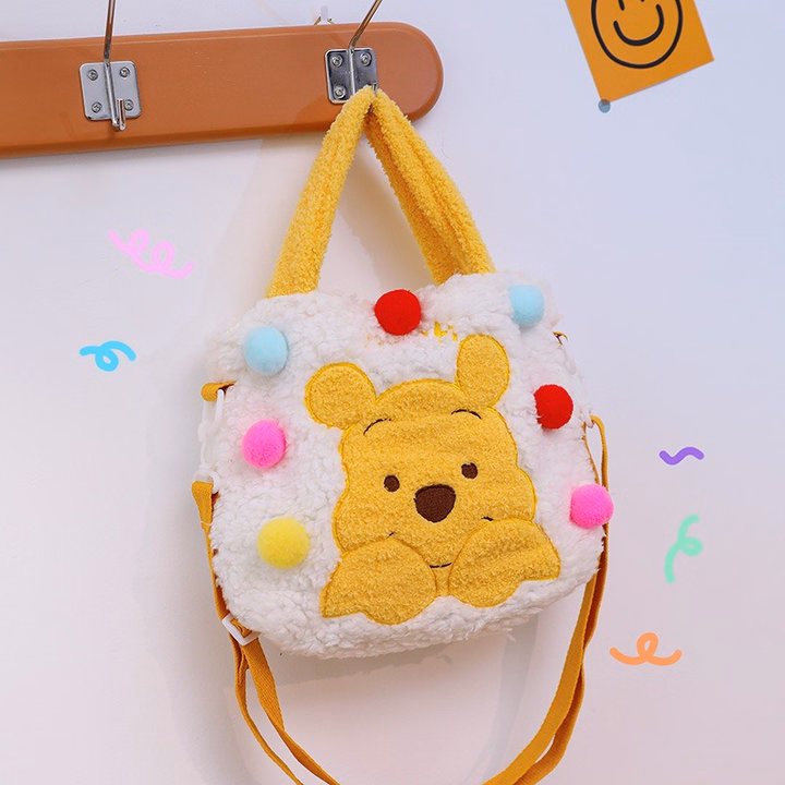 Túi Đeo Chéo Có Quai Xách Gấu Pooh Đính Hạt Bông Màu Sắc Phong Cách Dễ Thương-Dmastore - Ảnh 11
