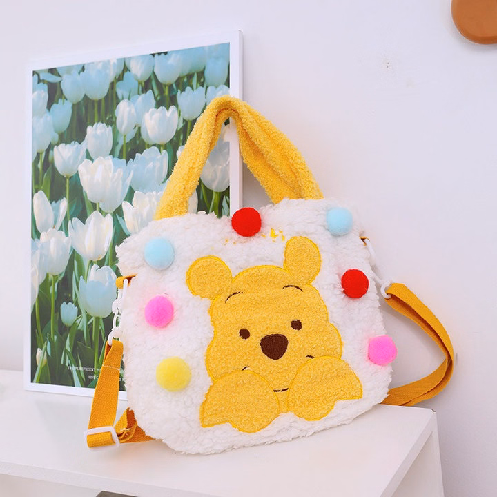 Túi Đeo Chéo Có Quai Xách Gấu Pooh Đính Hạt Bông Màu Sắc Phong Cách Dễ Thương-Dmastore - Ảnh 13