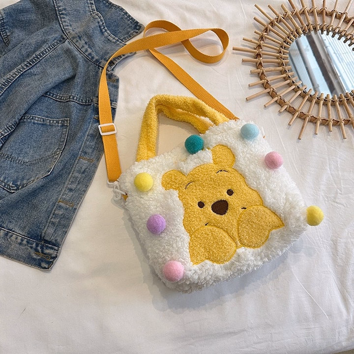 Túi Đeo Chéo Có Quai Xách Gấu Pooh Đính Hạt Bông Màu Sắc Phong Cách Dễ Thương-Dmastore - Ảnh 15