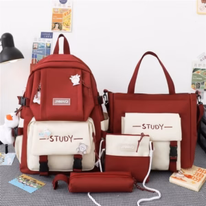 Set Balo 4 Món, Bao Thời Trang, Balo Chống Thấm Nam Nữ - Set 4 Món. -- Chữ Study