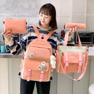 Set Balo 4 Món, Bao Thời Trang, Balo Chống Thấm Nam Nữ - Set 4 Món. -- Chữ Clbdeag