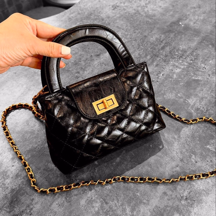 Túi Xách Nữ Đeo Chéo Cầm Tay Da Trần Trám Khóa Xoay Phối Xích Sang Trọng Wh631 - Winnie House - Ảnh 5