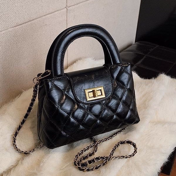 Túi Xách Nữ Đeo Chéo Cầm Tay Da Trần Trám Khóa Xoay Phối Xích Sang Trọng Wh631 - Winnie House