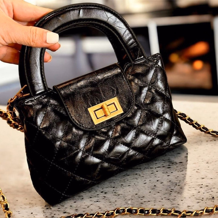 Túi Xách Nữ Đeo Chéo Cầm Tay Da Trần Trám Khóa Xoay Phối Xích Sang Trọng Wh631 - Winnie House - Ảnh 6