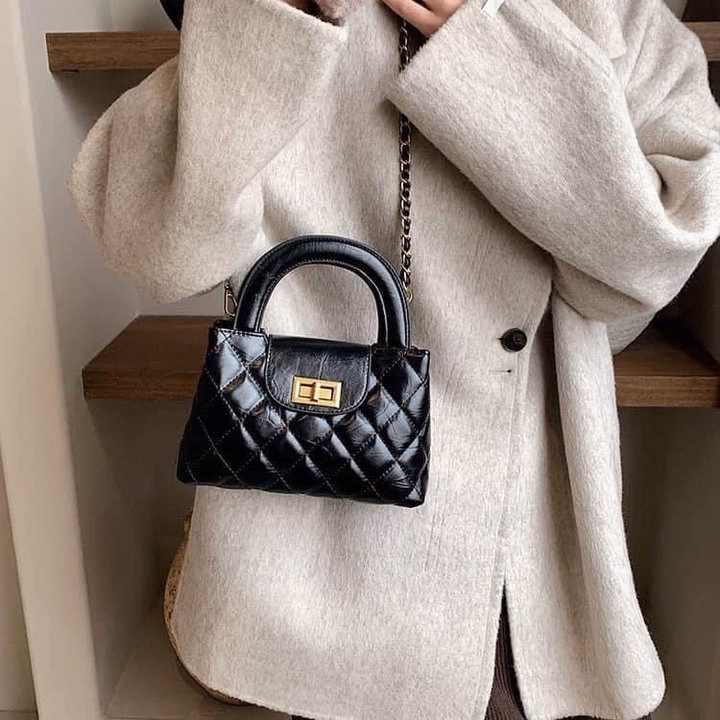 Túi Xách Nữ Đeo Chéo Cầm Tay Da Trần Trám Khóa Xoay Phối Xích Sang Trọng Wh631 - Winnie House - Ảnh 8