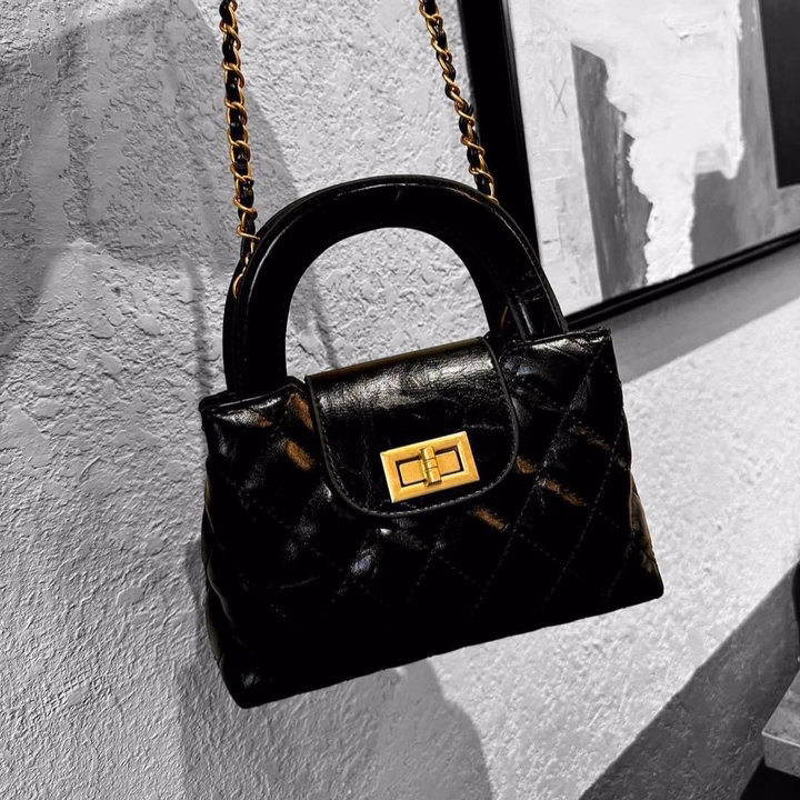 Túi Xách Nữ Đeo Chéo Cầm Tay Da Trần Trám Khóa Xoay Phối Xích Sang Trọng Pp631 - Pipi Store - Ảnh 5