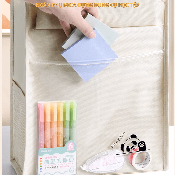 Túi Học Thêm, Phụ Đạo Hình Gấu Panda, Vải Oxford Chống Nước, Nhiều Ngăn, Tặng Kèm Móc Khóa Gấu Ch148 - Bh Kids - Ảnh 2