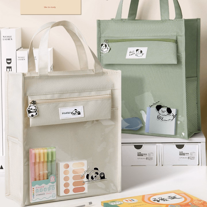 Túi Học Thêm, Phụ Đạo Hình Gấu Panda, Vải Oxford Chống Nước, Nhiều Ngăn, Tặng Kèm Móc Khóa Gấu Ch148 - Bh Kids - Ảnh 3