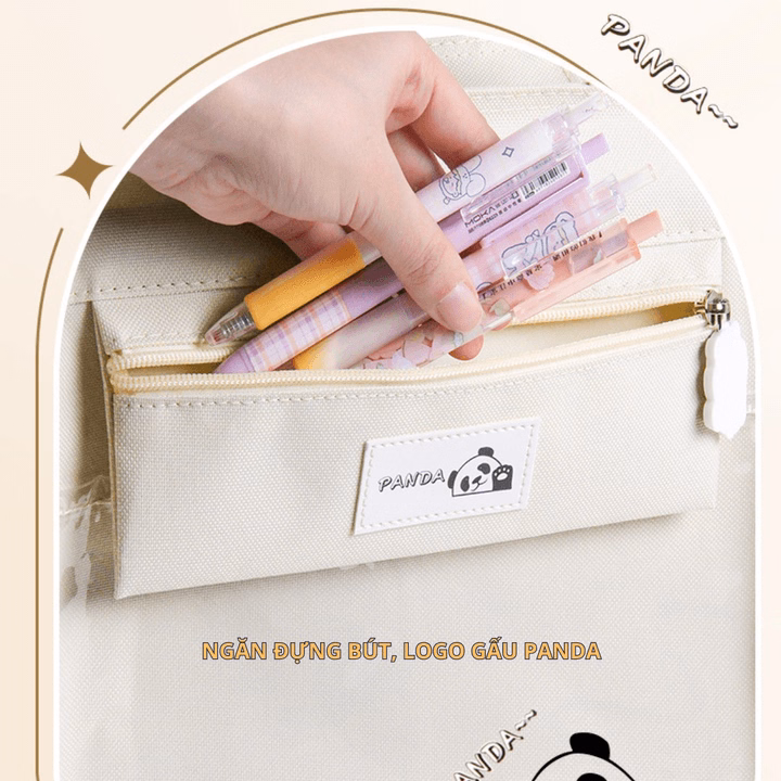 Túi Học Thêm, Phụ Đạo Hình Gấu Panda, Vải Oxford Chống Nước, Nhiều Ngăn, Tặng Kèm Móc Khóa Gấu Ch148 - Bh Kids - Ảnh 7