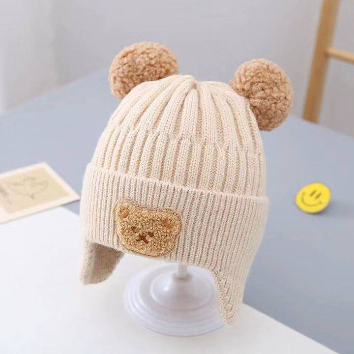 Mũ Len Cho Bé Lót Lông Cừu Hình Gấu Có Chụp Tai 55782 - Lady'S Passion - Ảnh 7