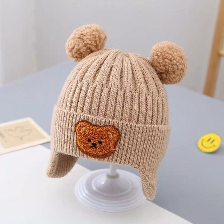 Mũ Len Cho Bé Lót Lông Cừu Hình Gấu Có Chụp Tai 55782 - Lady'S Passion - Ảnh 6