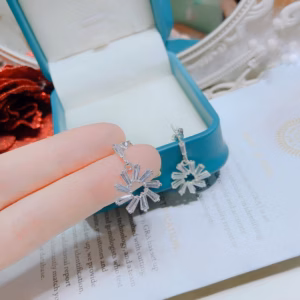 Bông Tai Hoa Đá Ghết Bạc Ta Cao Cấp - Thắng Giang