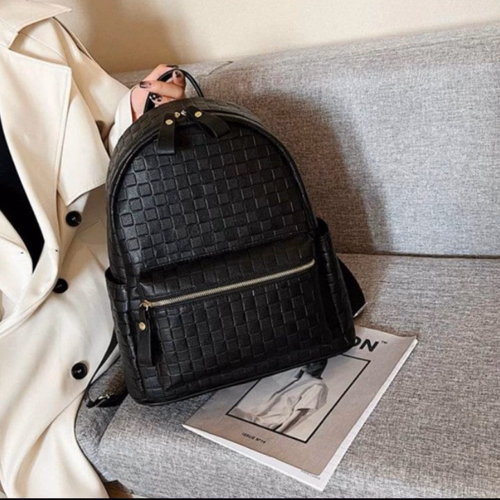 Balo Đi Học Nam Nữ Size 40 Da Mềm Vừa A4 Họa Tiết Caro Thời Trang Cá Tính Pp643 - Pipi Store - Ảnh 5