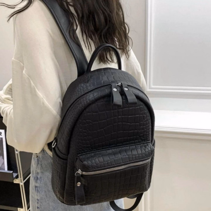 Balo Đi Học Nam Nữ Size 40 Da Mềm Vừa A4 Họa Tiết Caro Thời Trang Cá Tính Pp643 - Pipi Store - Ảnh 4