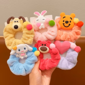 Dây Cột Tóc Cao Su Bọc Vải Lông Hoạt Hình Dễ Thương Cho Bé Gái - Dâu Shop