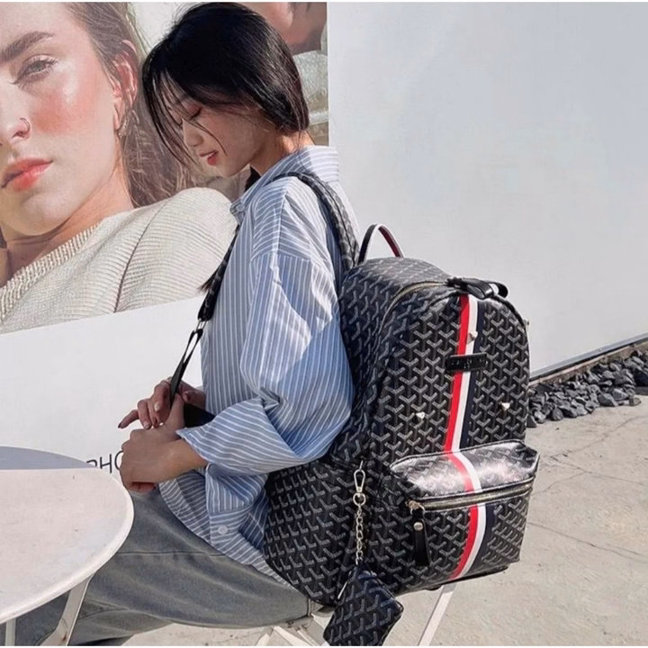 Balo Da Nam Nữ Họa Tiết Vảy Rồng Phối Sọc Kèm Ví Nhỏ Vừa A4 Siêu Hot Pp651 - Pipi Store - Ảnh 6