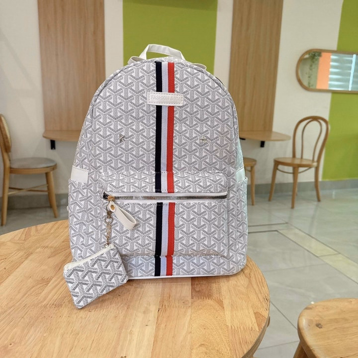 Balo Da Nam Nữ Họa Tiết Vảy Rồng Phối Sọc Kèm Ví Nhỏ Vừa A4 Siêu Hot Pp651 - Pipi Store - Ảnh 9