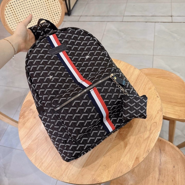 Balo Da Nam Nữ Họa Tiết Vảy Rồng Phối Sọc Kèm Ví Nhỏ Vừa A4 Siêu Hot Pp651 - Pipi Store - Ảnh 3