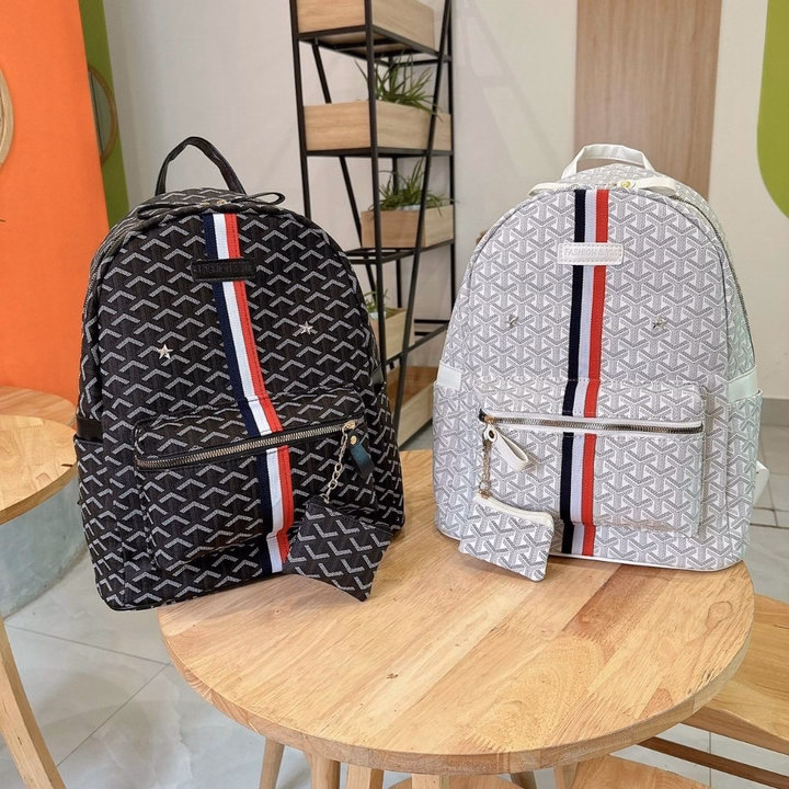 Balo Da Nam Nữ Họa Tiết Vảy Rồng Phối Sọc Kèm Ví Nhỏ Vừa A4 Siêu Hot Pp651 - Pipi Store - Ảnh 2