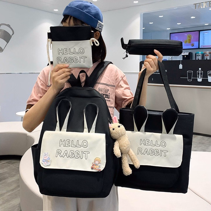 Set Balo 4 Món Hello Rabbit Tai Thỏ St908 - Nana House - Ảnh 2