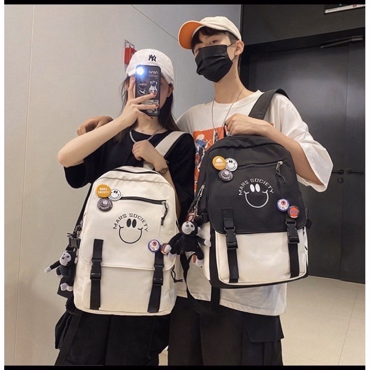 Balo Đi Học Vải Bố Mars Mặt Cười Vừa A4 Ts4320- Sam Store - Ảnh 3