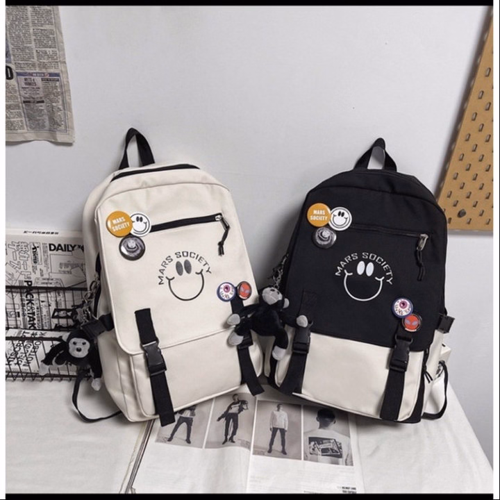 Balo Đi Học Vải Bố Mars Mặt Cười Vừa A4 Ts4320- Sam Store