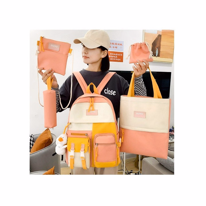 Set Balo 4 Món Phối Màu Fuiyu Phong Cách Ulzzang Vừa A4 St6565- Nana House - Ảnh 2