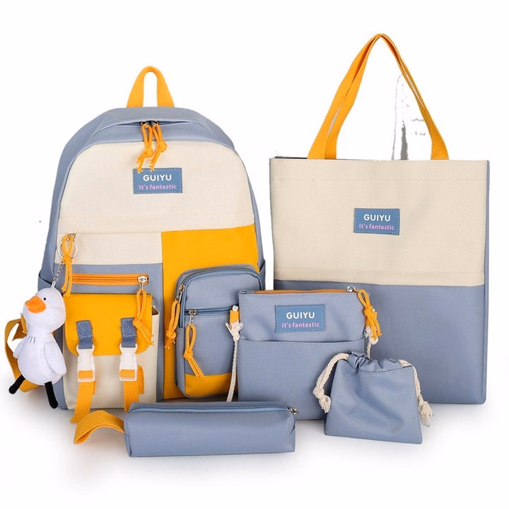 Set Balo 4 Món Phối Màu Fuiyu Phong Cách Ulzzang Vừa A4 St6565- Nana House - Ảnh 6