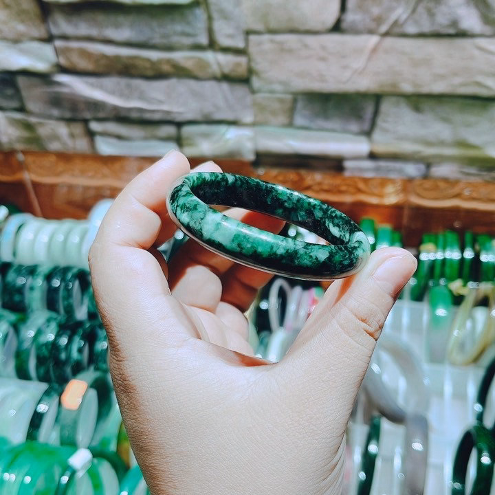 Vòng Tay Bản Hẹ Ngọc Cẩm Thạch Tuyp B Vân Bông Thiên Nhiên - Thắng Giang - Ảnh 2