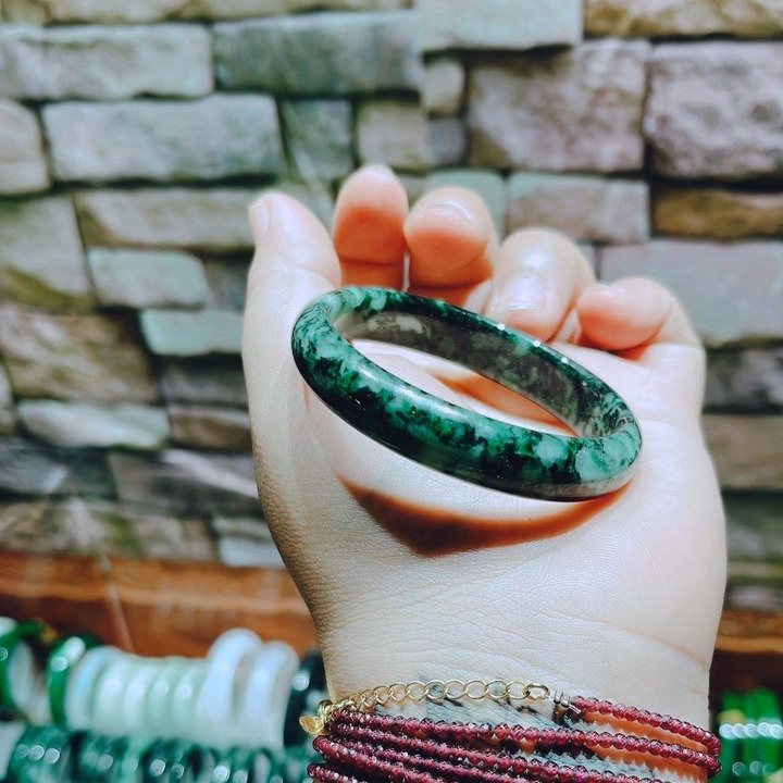 Vòng Tay Bản Hẹ Ngọc Cẩm Thạch Tuyp B Vân Bông Thiên Nhiên - Thắng Giang - Ảnh 3