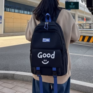 Balo Đi Học Basic Good Mặt Cười Dây Xanh Vừa A4 St4561- Nana House