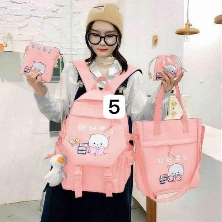 Set Balo 4 Món Mèo Đọc Sách Size Lớn Vừa A4 Ts2154- Sam Store - Ảnh 3