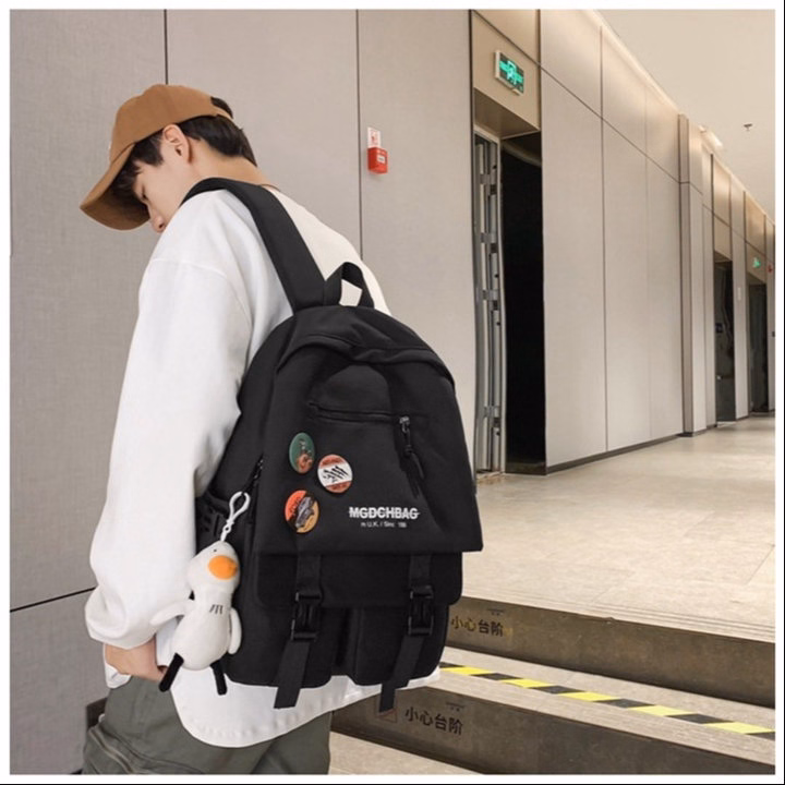 Balo Đi Học Vải Bố Mgdchbag Phối Khóa Nắp Nhỏ Vừa A4 Ts4365 - Sam Store - Ảnh 3