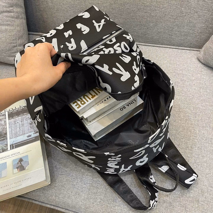 Balo Vải Dù Chữ Trắng Size 43 Vừa A4, Laptop Thời Trang Cá Tính Wh682 - Winnie House - Ảnh 7