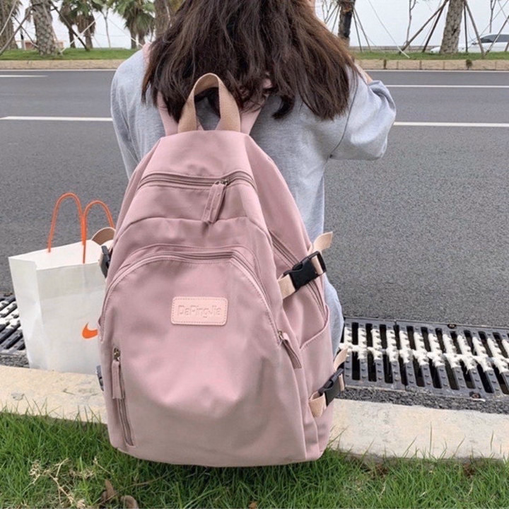 Balo Đi Học Ullzang Trơn Phối Khóa Vừa A4 St1292- Sam Store - Ảnh 2