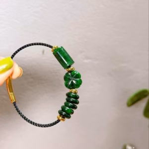 Vòng Tay Cỏ Bốn Lá Ngũ Điếu Lu Thống Ngọc Cẩm Thạch Thiên Nhiên - Thắng Giang