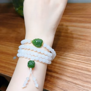 Vòng Tay Bạch Ngọc Phối Hồ Ly Chúa Và Sen Ngọc Bích Thiên Nhiên - Thắng Giang