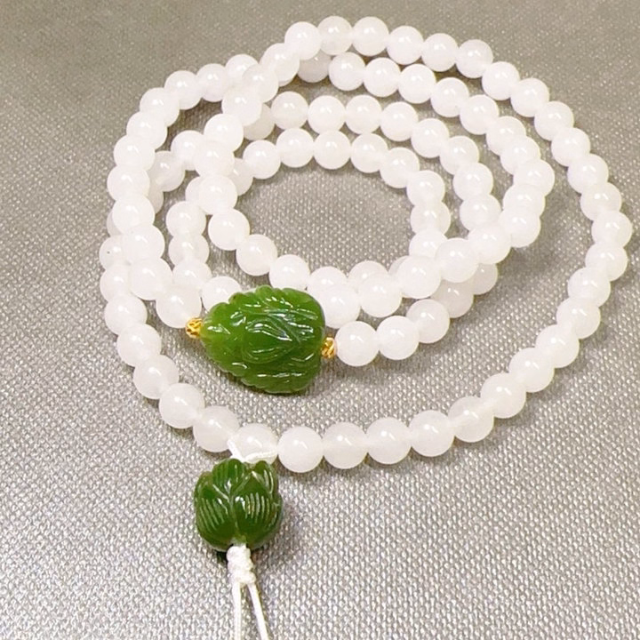 Vòng Tay Bạch Ngọc Phối Hồ Ly Chúa Và Sen Ngọc Bích Thiên Nhiên - Thắng Giang - Ảnh 3